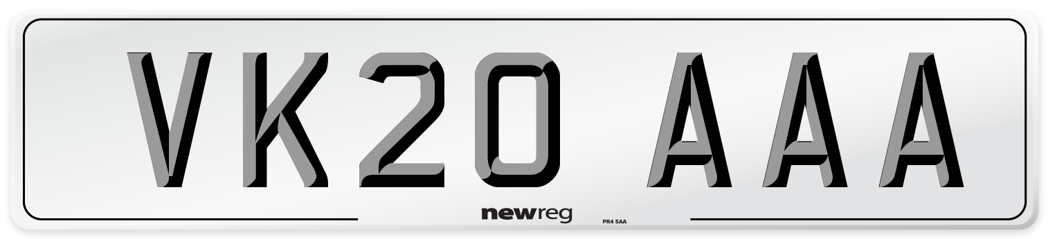 VK20 AAA Number Plate from New Reg